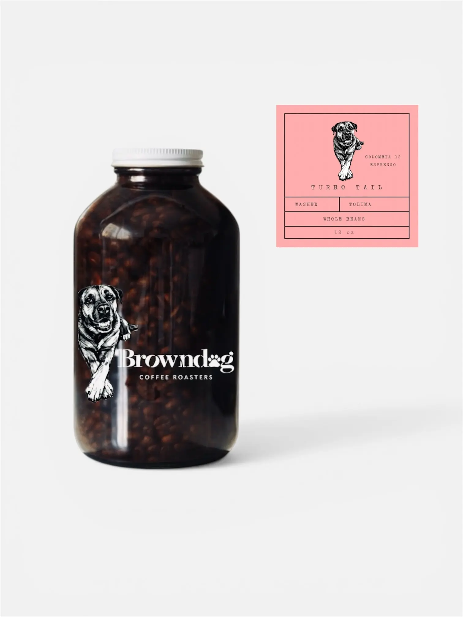 TURBO TAIL Colombia Single Origin Espresso Coffee Beans - Medium Dark Roast - Browndog Coffee Roasters, Coffee Beverage, Gourmet Coffee