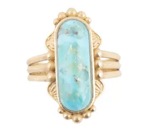 Barse Artisan Crafted Bronze Plateau Turquoise Ring