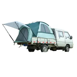 Car tent waterproof PU2000mm double-layer portable truck bed tent with rain flies for 2 people 5.5 '-6.5' camping preferred - green