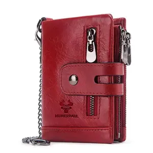 Genuine Leather Women's Elegant Wristlet Wallet As Gift, Trendy Plain Color Bifold Wallet with Car Slots Design, Fashionable Wallet for Daily Use
