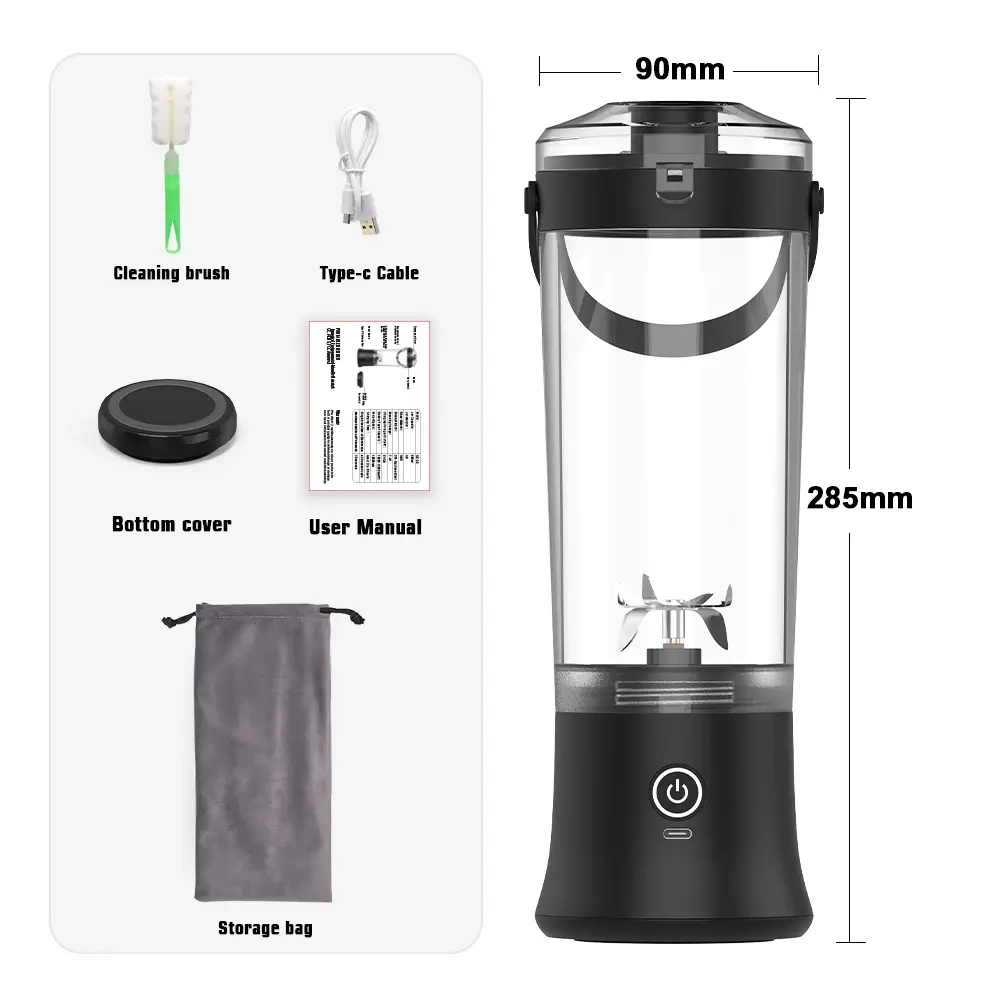 Portable Electric Blender - 500ML USB Rechargeable Mini Juicer for Smoothies and Fruit Mixing - Multifunctional Juice Maker for On-the-Go Use DENOKIN