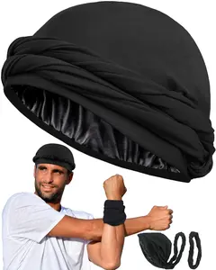 Upgraded Silk Satin Lined Halo Turban Pre-Tied Skull Beanie Ultimate Comfort Hair Care and Protection Bonnet Cap for Men and Women