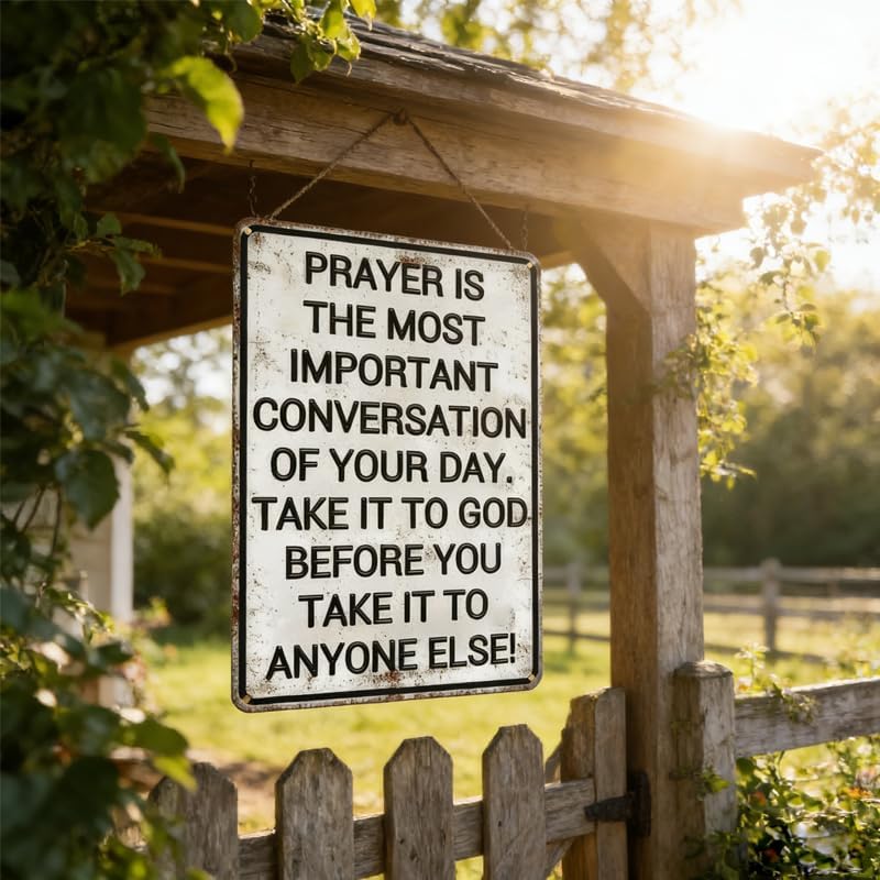 Christian Gifts for Men Women Prayer Is The Most Important Conversation of Your Day Vintage Aluminum Tin Signs Religious Metal Wall Art for Home Church Prayer Room Office Chapel Decor 8x12 Inch