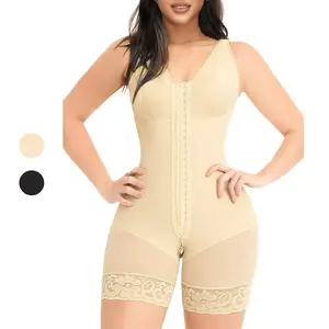 Women's Full Body Shaper Butt Lifter Womenswear Elegance Smooth Corset with Zipper Crotch Tummy Control Post-Surgery Compression Bodysuit for Recovery Special Occasions Beige & Black Waist Trainer Shapewear fajas moldeadoras colombianas
