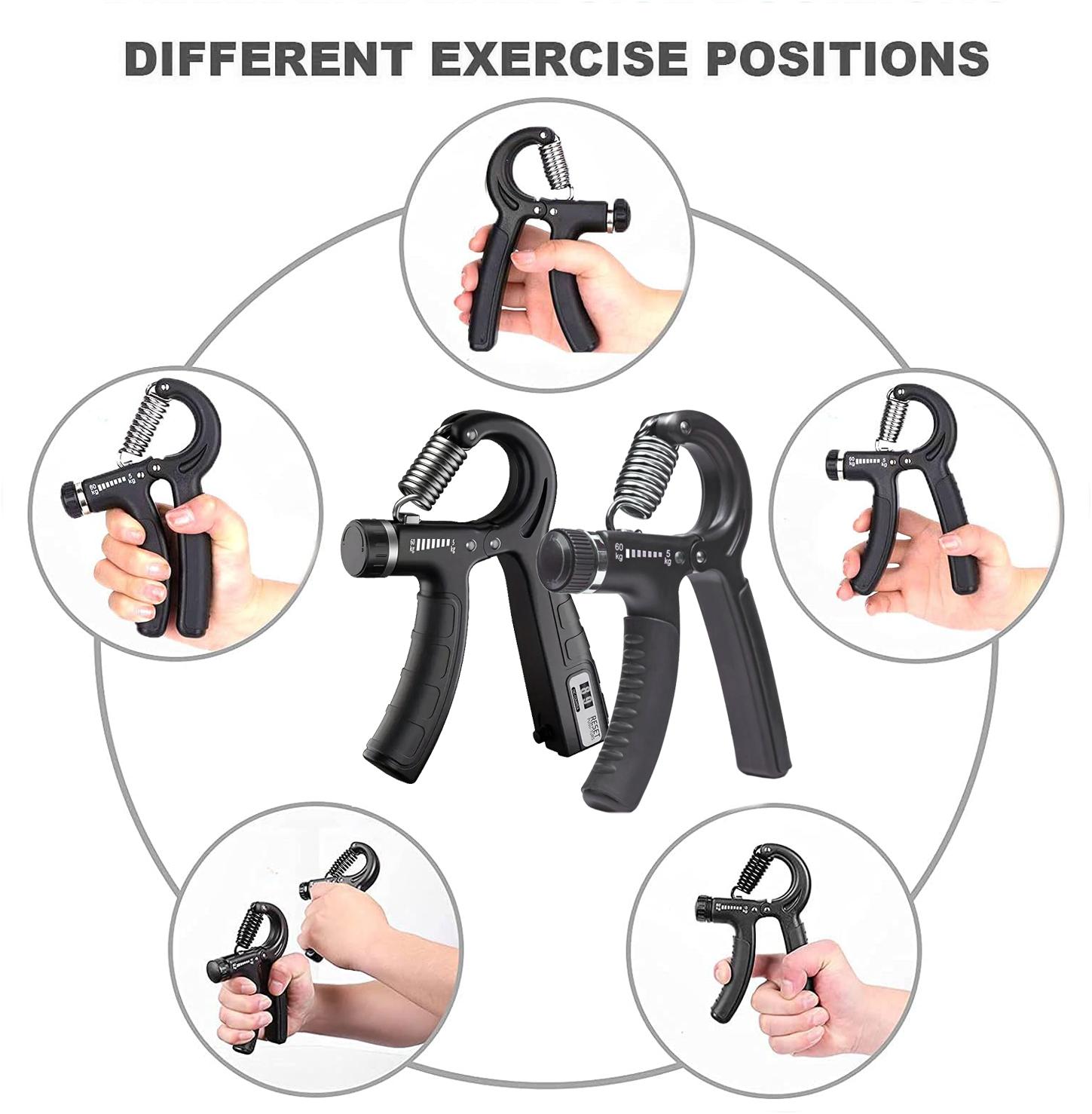 Adjustable Hand Grip Strengthener 5–60kg Mechanical Counter, Forearm Grip Trainer Hand Exerciser for Workou