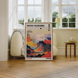 Yayoi Kusama Poster: Wave Print Japandi Wall Art - Unique Yayoi Kusama Print Decor Unisex Decoration