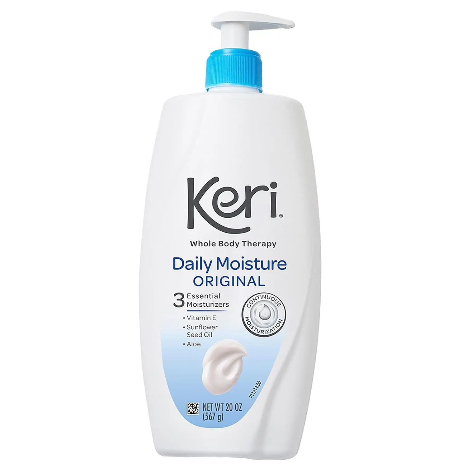 Keri Whole Body Therapy Original, Continuous Moisturization, 3 Essential Moisturizers (Vitamin E, Aloe and Sunflower Seed Oil), 20 Oz | Deeply Hydrates Skin, Continuous Moisturization, With Vitamin E, Aloe & Sunflower Seed Oil, Lightly Scented, Daily-Use