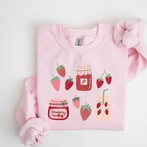 Strawberry Sweatshirt, Floral Sweater, Cottage Core Strawberry Crewneck, Aesthetic Clothing, Botanical Sweatshirt