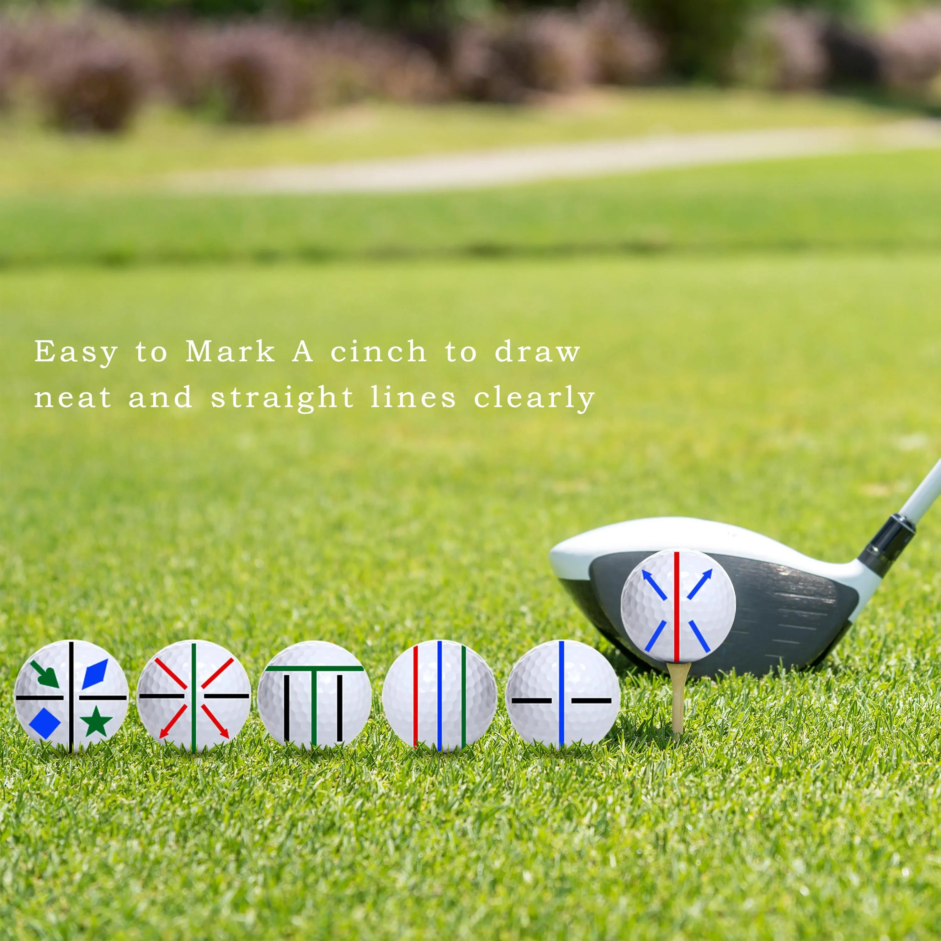 10-Pack Ball Marker Kit - Professional Alignment Identification Tool, Golf Training Accessory with 10 Marking Stencils
