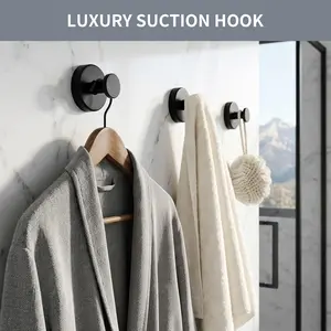 DGAPHRO Suction Cup Hooks for Shower,2 Packs Removable Towel Hooks for Bathrooms Window Glass Door Wall,Bath Robe Looafh Wreath Hook for Hanging,mother gift set (Black).
