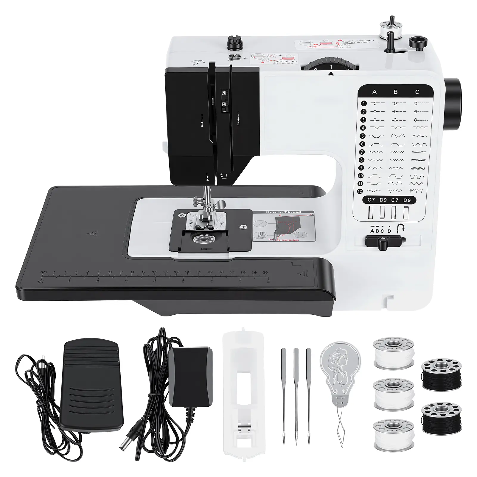 Household Sewing Machine, Small Electric Sewing Machine, 38 Built-in Stitches, Two Speeds, LED Light, Sewing And Quilting Machine for Home Use, Small Spaces