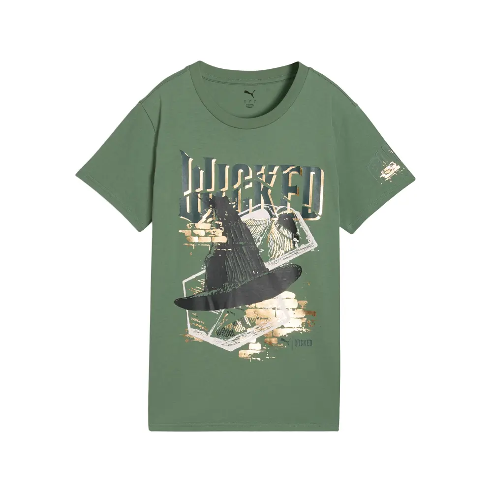 PUMA Womens X Wicked Elphie Graphic Crew Neck Short Sleeve Casual Tops Casual - Green