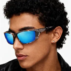 Polarized Wrap-Around Sunglasses - Camo-Printed Frame with Non-Slip Temple Arms, UV400 Protection Shades Ideal for Outdoor Sports, Hiking, Fishing and All Adventure Activities