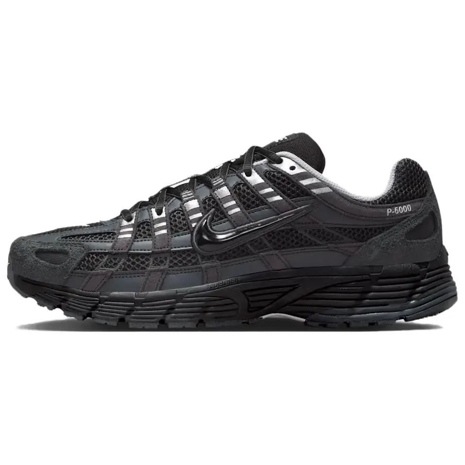 Nike P-6000 Suede Anthracite Metallic Silver Comfort Running Shoes Men's Chrome Black HF0015-002