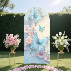 [Arch Backdrop] Butterfly Arch Backdrop, Polyester Material (Stand not included), Birthday Celebration Decoration, Butterfly-Themed Birthday Party Photography Accessory