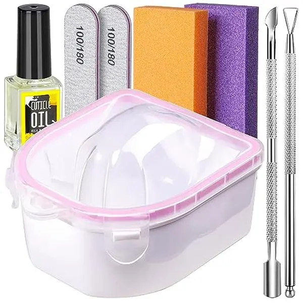 Teenitor Soak Off Bowl Nail Soaking Bowl, Soak Off Gel Dip Powder Remover, Manicure Bowl for Hand, Cuticle Remover Tools, Cuticle Pusher Peeler,Cuticle Oil,Nail File Buffer Brush