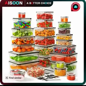 Kitchen Plastic Airtight Food Storage Containers Set - 40 PCS (20 Containers), 85oz Extra Large, Kitchen Utensils for Food Preservation, Herb Preserver for Refrigerator