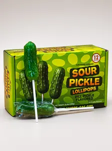 12ct Sour Pickle Lollipops Pickle Flavor With Sweet Finish Individually Wrapped Novelty Treat Party Favors Gag Gift Perfect for Parties