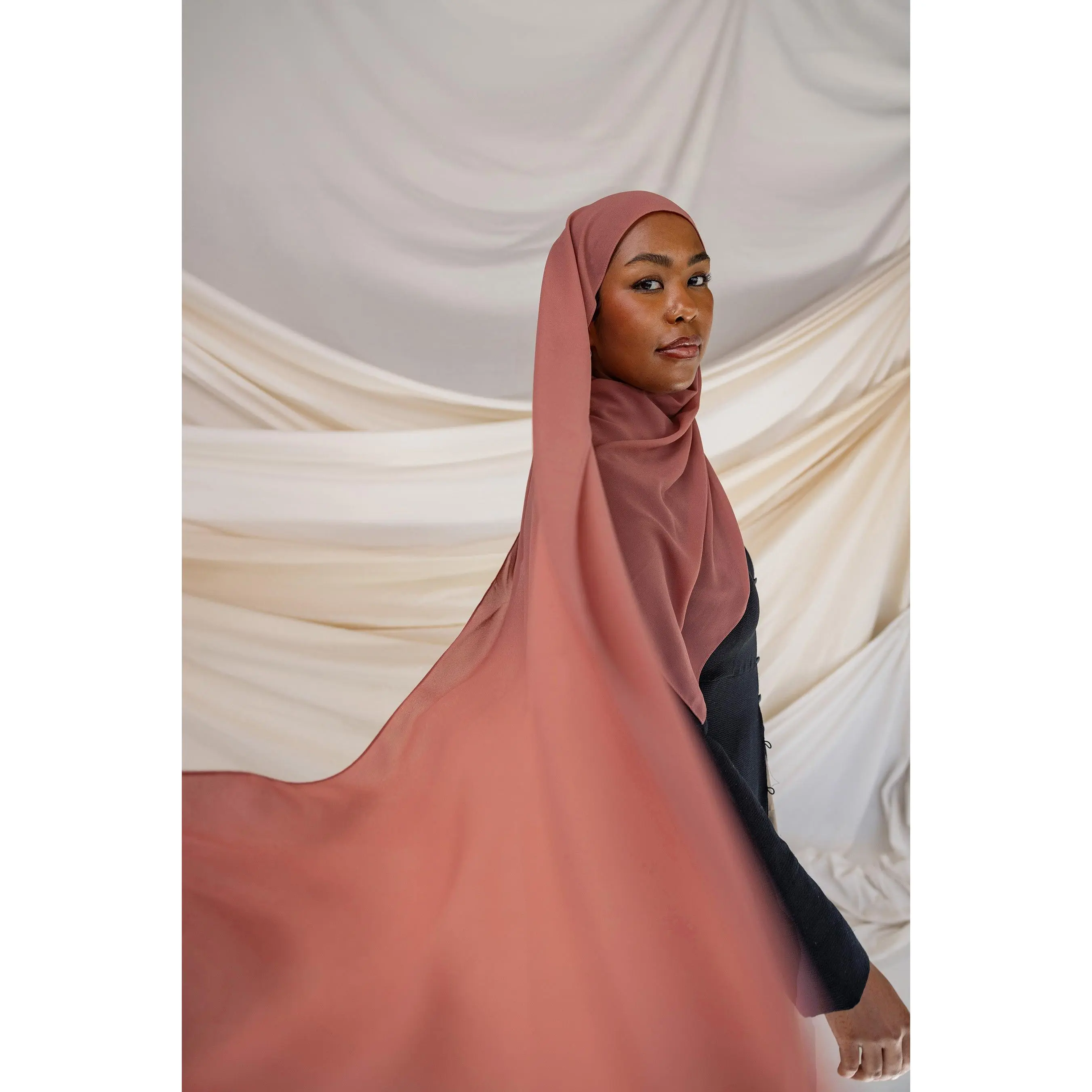 VELA Sienna Signature Chiffon Hijab for Women - Non-Slip Textured Scarf, Casual All-Seasons Hand-Wash-Only Earthy Hue Square Head Wrap