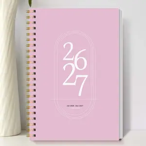 1pc 2026 Jan-2027 Dec Weekly And Monthly Academic Year Planner Calendar Notebook, 5.7" X 8", A5 Monthly Spiral Bound Planner Notebook with Waterproof Cover, Personal Organizer, College Planner, Office & School Supplies