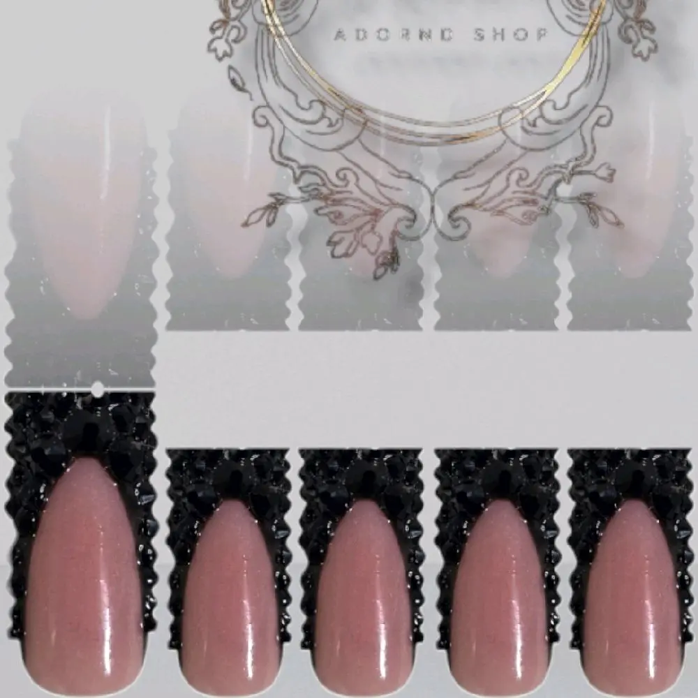 Glassy & Black Press on nails