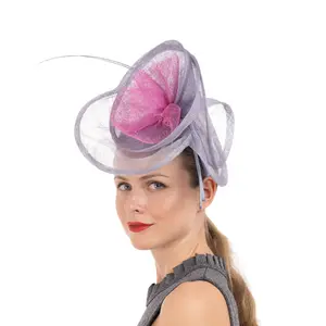 Two-Tone Sinamay Fascinator With 2 Quill Stick Feathers