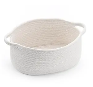 Cute Woven Easter Basket with Handle, Baskets for Gifts Empty, Present Containers for Raffle Baby Shower Burr Basket, Decorative Organizer Box for Storage Baby Toy, 13"D x 8"W x 6"H easter baskets