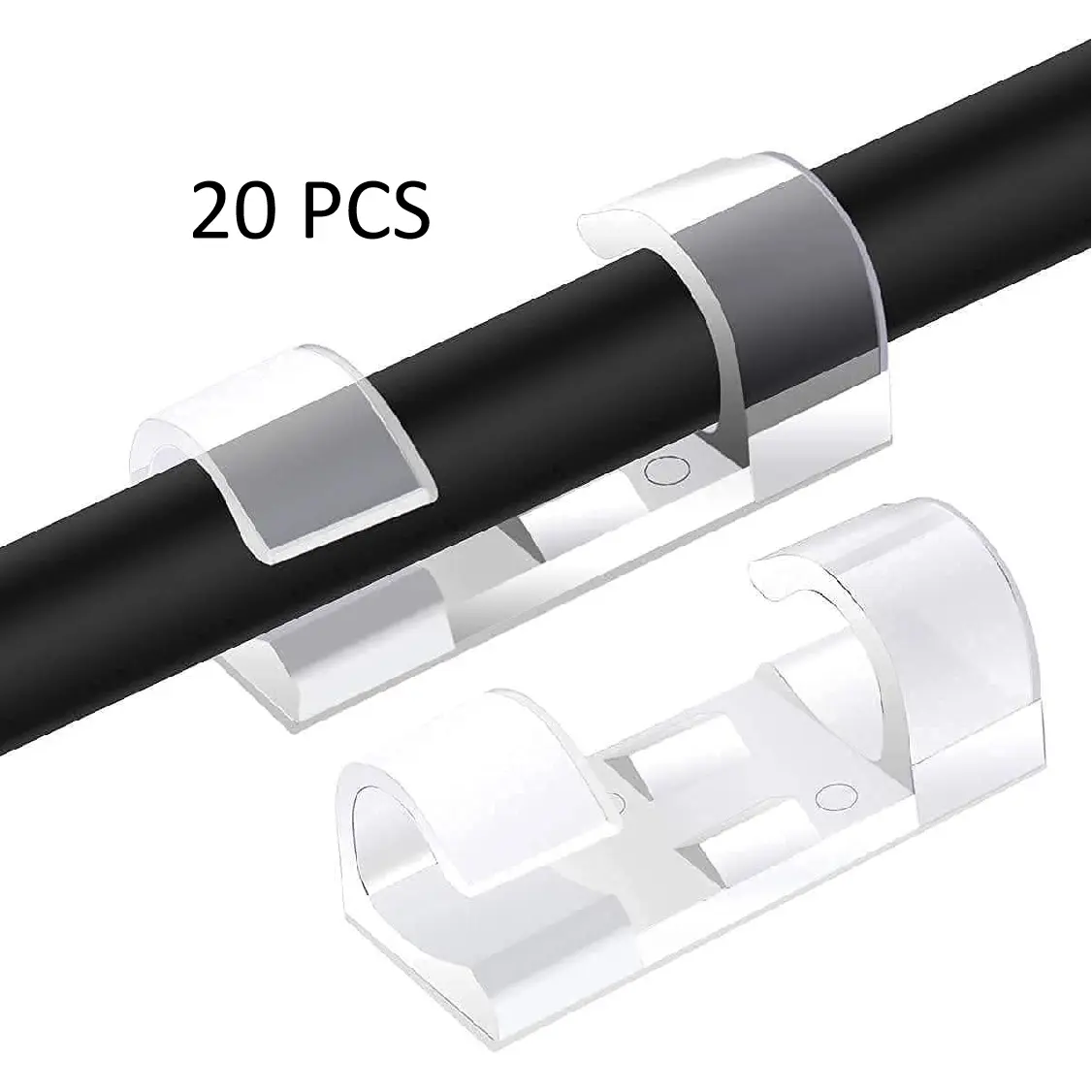 20PCS Transparent Self-Adhesive Cable Clips – Desk Organizer for Home & Office, No Screws Needed, Easy to Use, Compact Design Fixes Wires Firmly, Keeps Cables Tidy & Tangle-Free, Ideal for Computers, Chargers & Entertainment Setups