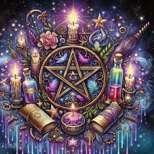 5D DIY Full Drill Round Diamond Painting - Diamond Art Kit Mystic Magic Star. Mosaic, Canvas - DIY Wall Decor, Home Wall Decoration, Suitable for Halloween and Christmas, Birthday and Anniversary Gifts. Handicraft
