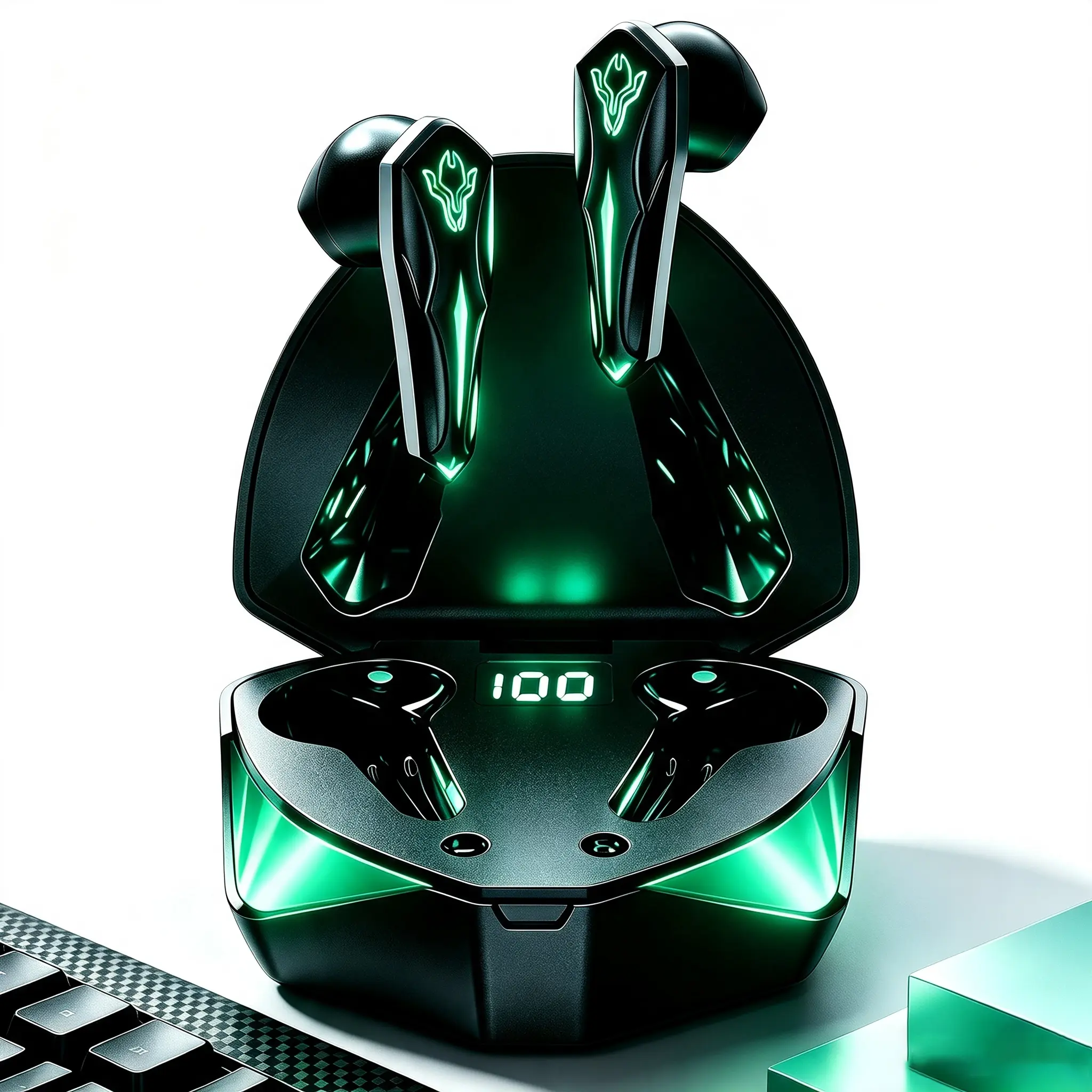 Wireless earbuds, in-ear gaming headphones, wireless Bluetooth headphones, noise cancelling headphone，Extended battery life, crystal-clear sound quality, comfortable to wear, comes with an LED digital display charging case, ideal for gaming and office use