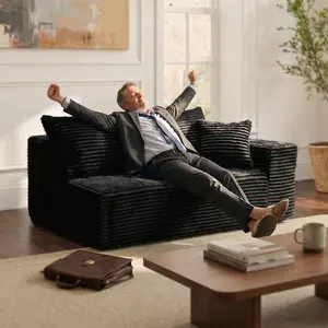 Modular canvas sofa - Modern living room design - Comfortable - No assembly required - Frameless combination sofa, movie sofa bed, soft fabric and cushioned soft tweed fabric boneless sectional couch furniture living room b viral fluffy