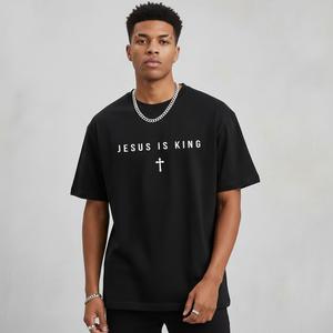Men's Jesus Is King Cross Graphic T-Shirt - Cotton Blend Black Regular Fit | Soft & Breathable Fabric, Durable Print, Everyday Comfort, Machine Washable, minimalist religious daily wear
