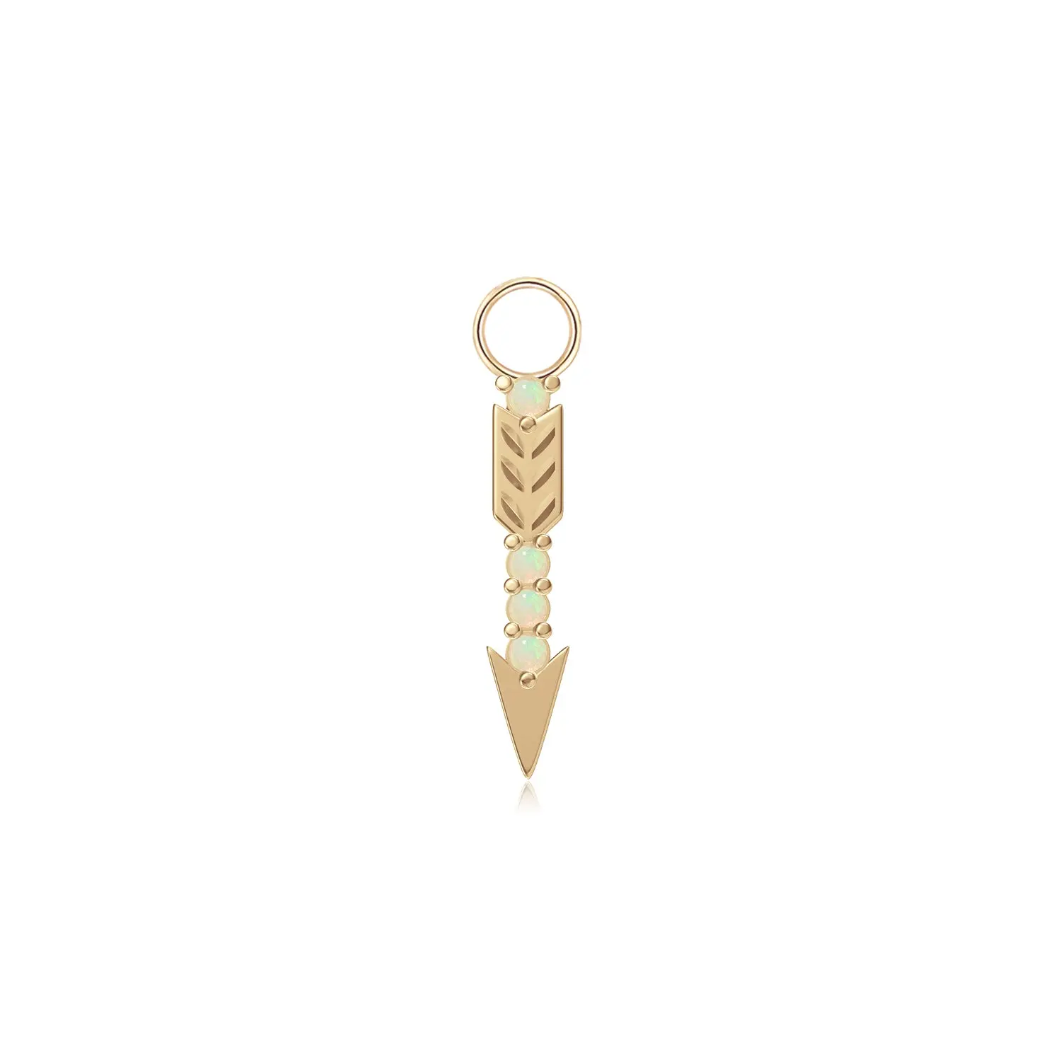 14k Opal Arrow Hoop Charm
