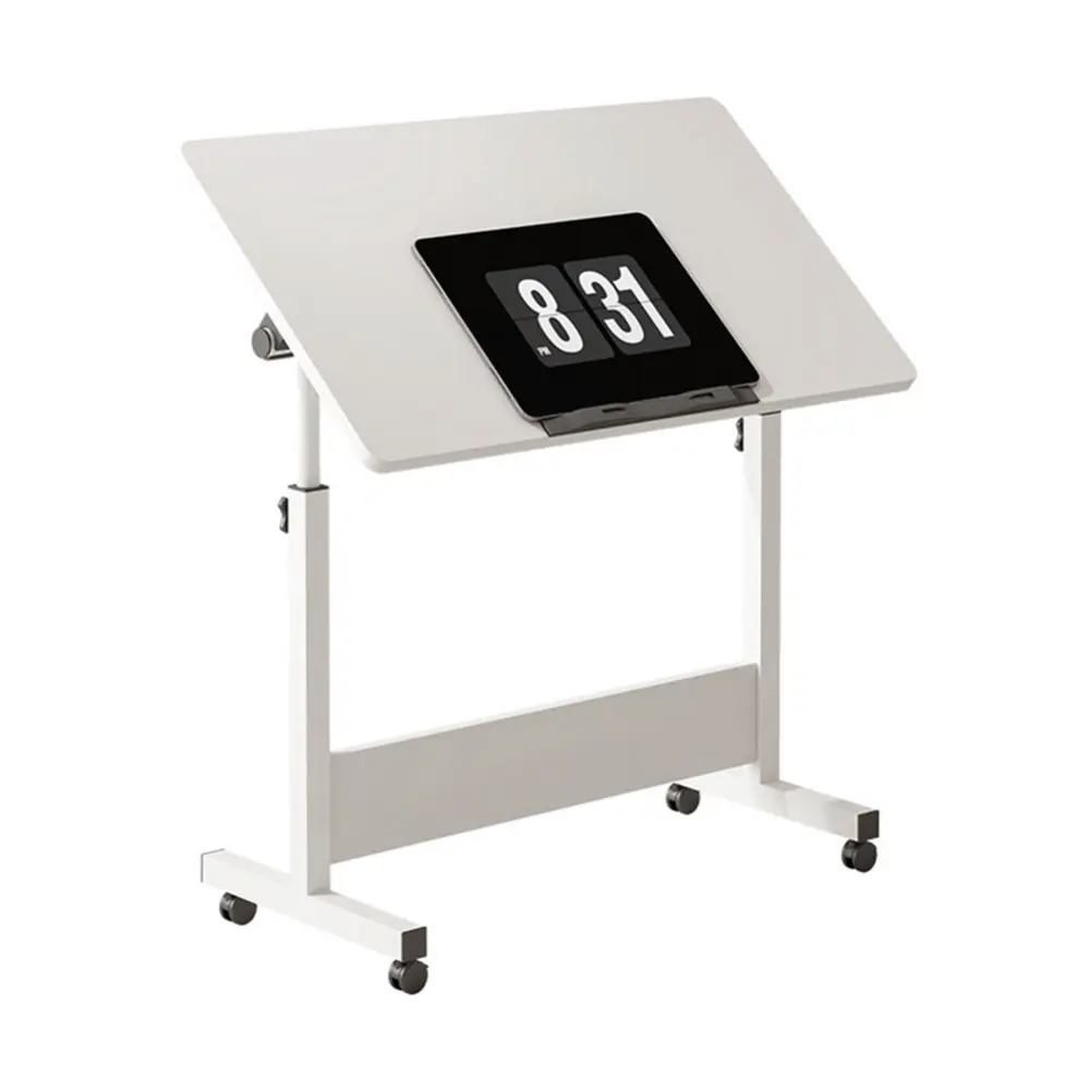 Folding Height-Adjustable Multi-Position Standing Desk with Built-In 360-Degree Rotating Swivel Casters, Moveable Portable Home Office Computer Workstation for Sitting & Standing Use