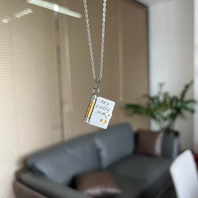 My Little Star" Book Necklace – Birthday Graduation Gift for Daughter, Comes with Matching Rotating Rose Jewelry Box.