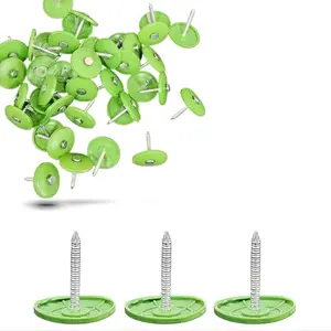 100 Pack - Lime Green Round Plastic Cap Nail 1 Inch Roofing Nails Galvanized Tar Paper Nails for House Wrap Fastening Foam Board Roofing Felt Insulation Film MLV Quiet Noise Barriers (100)