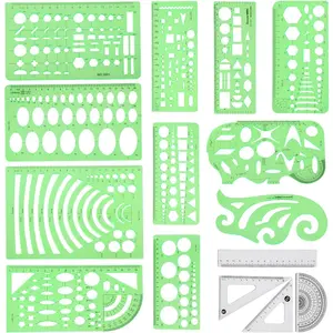 Geometric Drawings Templates Measuring Geometry Rulers with  File Bag for School Studying Office Building-