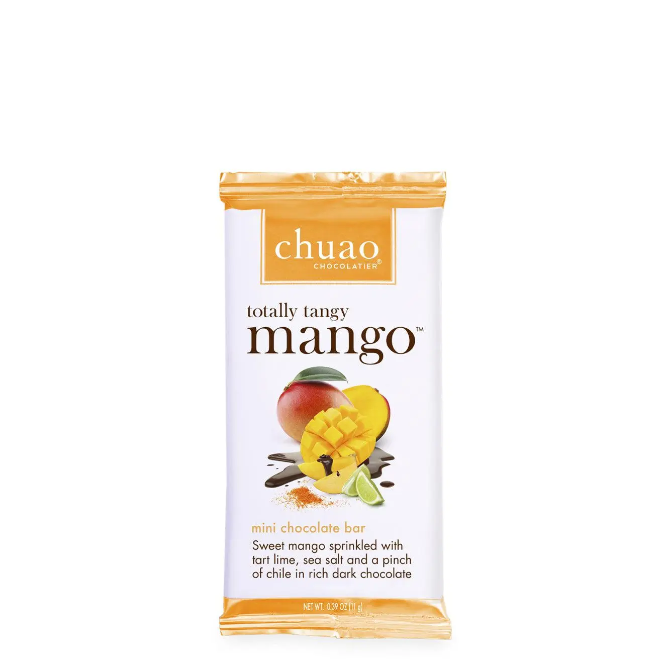 Chuao Chocolatier Totally Tangy Mango  Dark Chocolate Mini Bars - Pack of 24 (0.39 oz Each) Fair Trade Certified, Kosher, Peanut Free, No Gluten, Non-GMO
