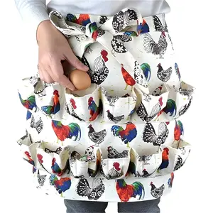 Canvas Apron Adult Children Half Body Egg Collection Apron Multi-Pocket Home Use, Suitable for Family Storage, Various Kitchen Scenarios