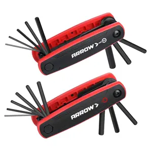 ARROW 17PCS Folding Allen Wrenches Sets, SAE and Metric Hex Key Set, Cr-V Steel with Chamfered Edges, 2-Pack Portable Multitool Allen Key Kit for Bicycle, Furniture and Electrical Repair