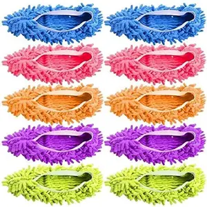 Mop Slippers Shoes 5 Pairs (10 Pieces) - Microfiber Cleaning House Mop Slippers Floor Cleaning Tools Shoe Cover Soft Washable  Microfiber Foot Socks Floor Cleaning Tools Shoe Cover