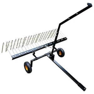 Gaomon 60 in Outdoor Tow Behind Dethatcher for Thatch Removal, Lawn Tractor & ATV Compatible, 24 Heavy-Duty Steel Tines, Adjustable Lift Handle, Pine Straw Rake, Lawn Care, Yard Work