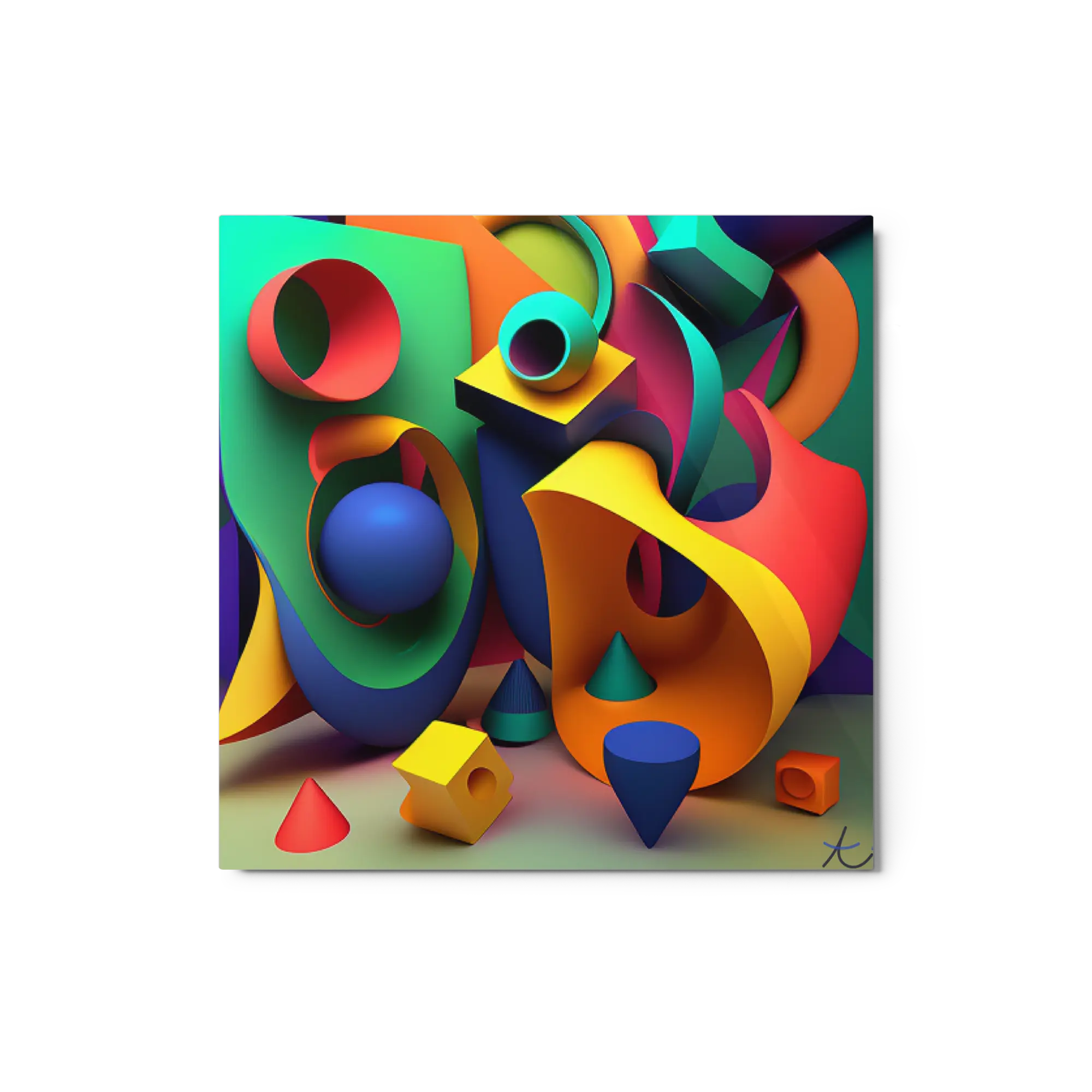 Abstract 3D Art 3 Metal 12x12 in prints