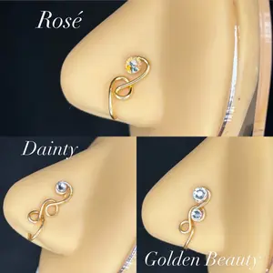 Soft n Sweet NoseCuff  3 pc Set Non-Piercing Nose Clip Jewelry in Gold & Silver Tarnish Resistant Copper Wire Nose Bridge Accessory