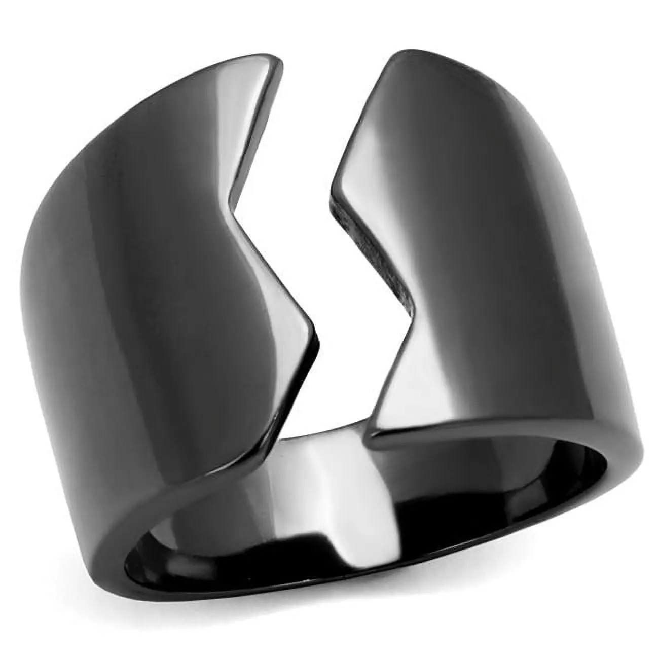 212 MAIN Women's Stone-Free Fashion Ring - IP Finish Black Stainless Steel, Size 8