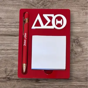 Delta Sigma Theta Sorority Notepad Holder with Personalized Ink Pen Customizable Name Included for Daily Tasks & Group Meetings