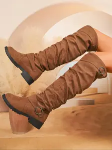 Women's new over-the-knee chunky heel long Rubber boots, elegant, fashionable, trendy, simple, versatile wide-leg pointed toe Western-style over-the-knee boots, suitable for autumn and winter outdoor wear, ideal for daily casual outfits and parties, gifts