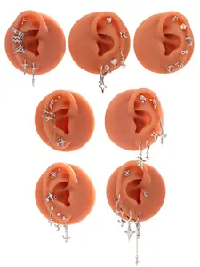 40 Piece Asymmetric Zircon Star Moon Earrings Set, Casual Heart Multi-Layer Tassel Ear Cuffs for Women, Street Style Jewelry, Statement Earrings, High Quality Earrings