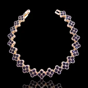 GOLD FILLED FRENCH LUCKY CLOVER CZ BRACELET