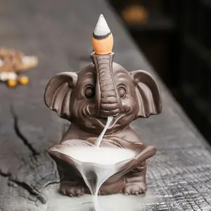 Cute Elephant Design Backflow Incense Burner, Creative Handmade Craft Home Decor, Office Decor, Home Fragrance Holder, without Incense, Perfume, Aromatherapy Scent Diffuser